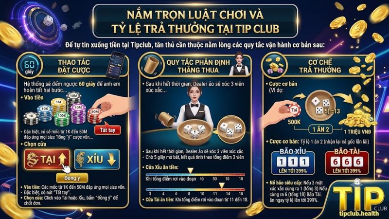 Bảng vị và chi tiết tỷ lệ trả thưởng Tài Xỉu cực khủng trên Tip Club Bảng vị và chi tiết tỷ lệ trả thưởng Tài Xỉu cực khủng trên Tip Club