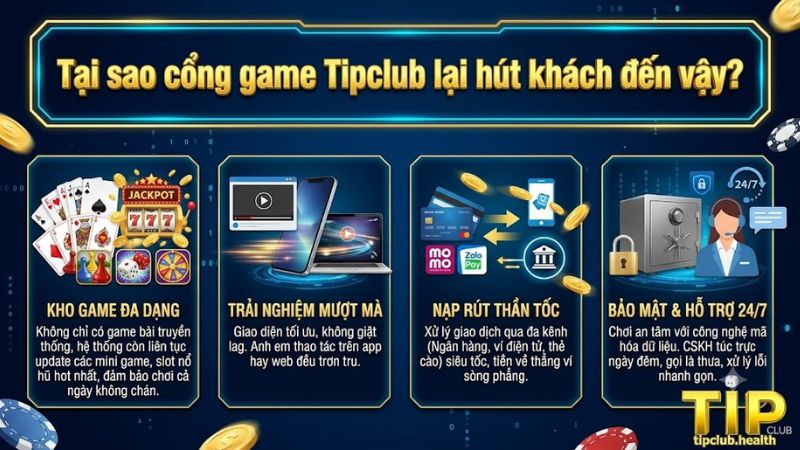 Giao diện sảnh chính cực mượt của cổng game Tipclub Giao diện sảnh chính cực mượt của cổng game Tipclub