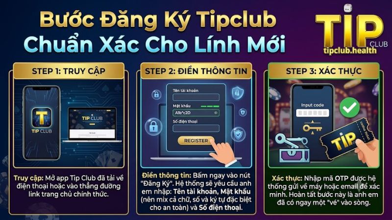 Hướng dẫn thao tác đăng ký tài khoản Tip Club trên điện thoại